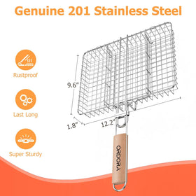 ORDORA rustproof 201 stainless steel grill basket for long-lasting use.