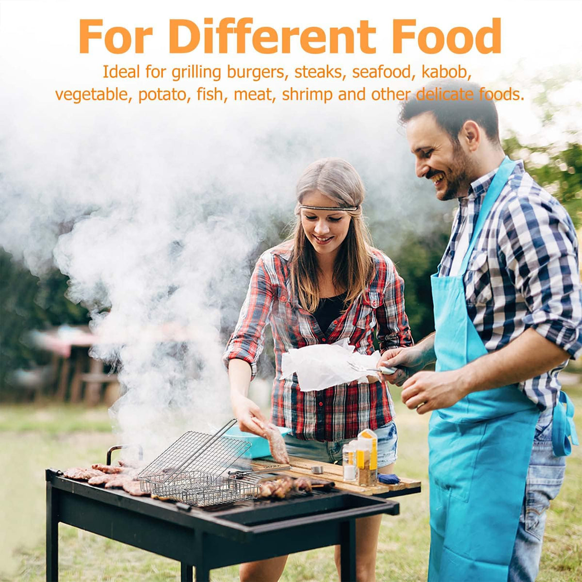 ORDORA grill basket fits gas, charcoal, and smoker grills.