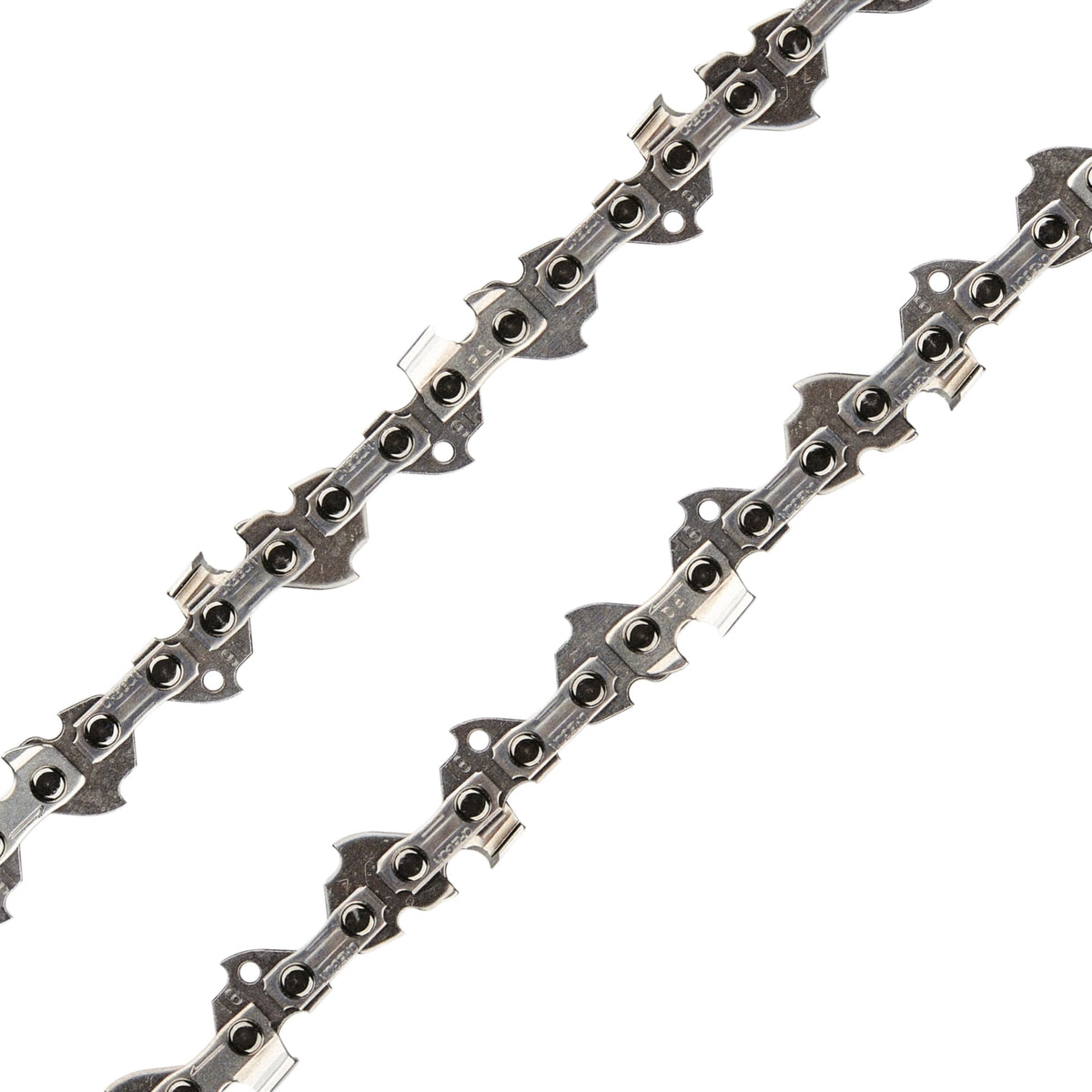 Oregon low-kickback chain design shown on a bar for safer operation