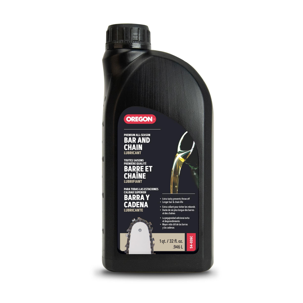 Oregon 54-026C premium bar and chain oil bottle for smooth cutting and all-season protection