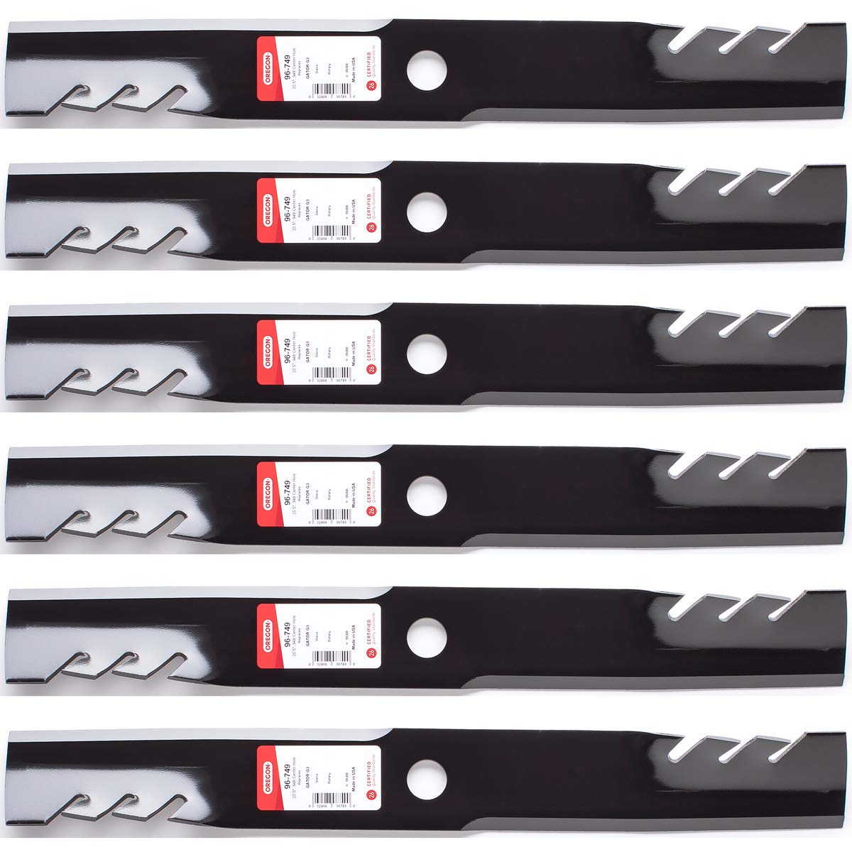 Oregon 6PK G3 Gator blades for 60-inch Exmark deck delivering efficient mulching