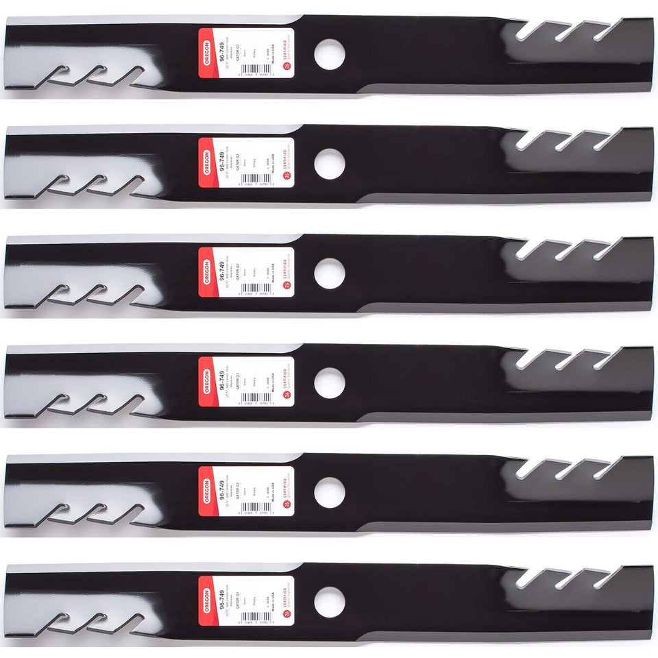 Oregon 6PK G3 Gator blades for 60-inch Exmark deck delivering efficient mulching