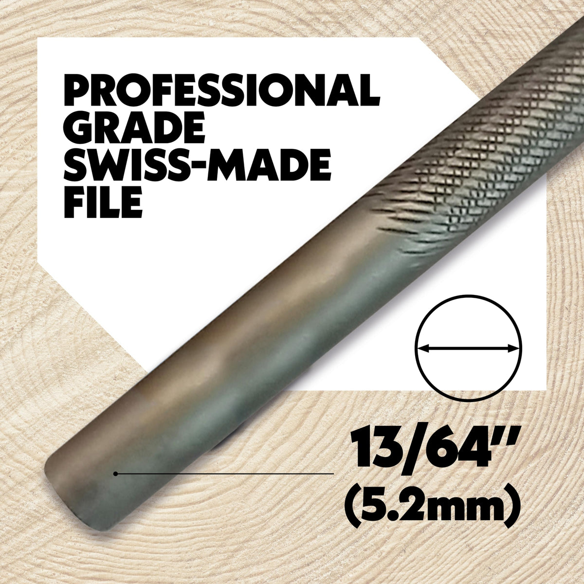 Oregon 70505 round file teeth detail highlights durable steel for precise sharpening