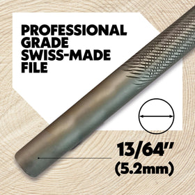 Oregon 70505 round file teeth detail highlights durable steel for precise sharpening