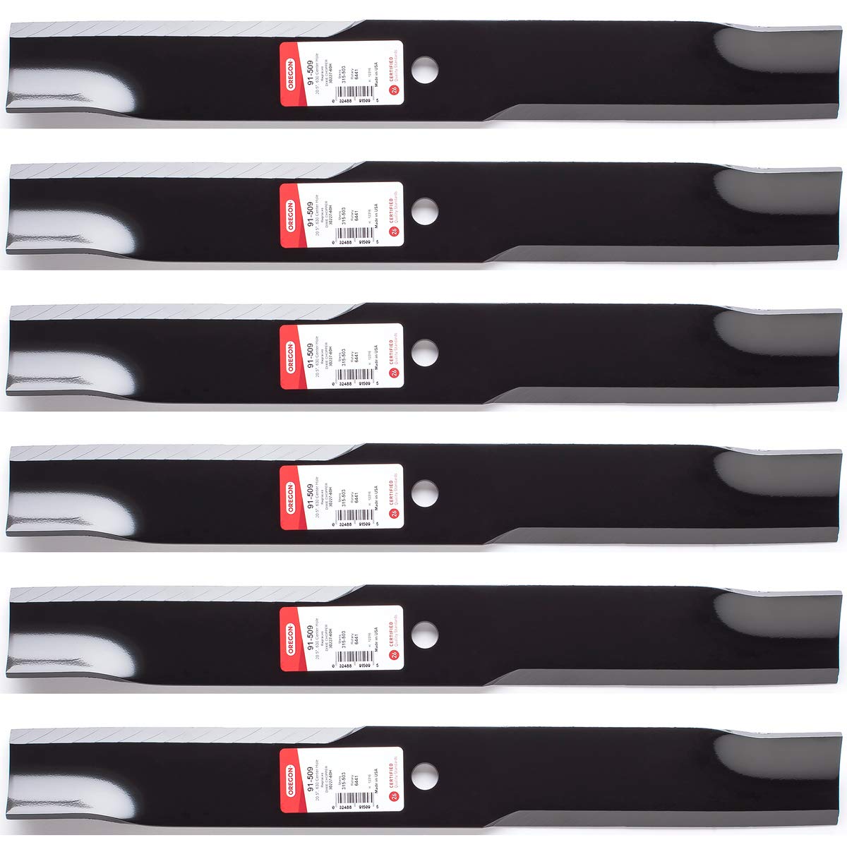 Oregon 91-509 heavy-duty blades top view for 60-inch Hustler, precise-cut performance
