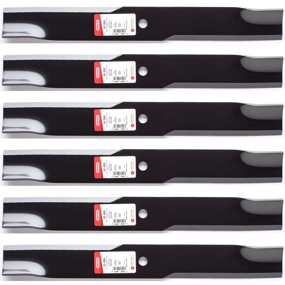 Oregon 91-509 heavy-duty blades top view for 60-inch Hustler, precise-cut performance