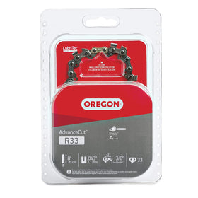 Oregon AdvanceCut chain on an 8-inch bar with 33 drive links for compact saws.