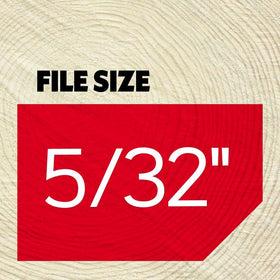 Oregon AdvanceCut S45 heat-treated semi-chisel geometry enables clean cuts through debris