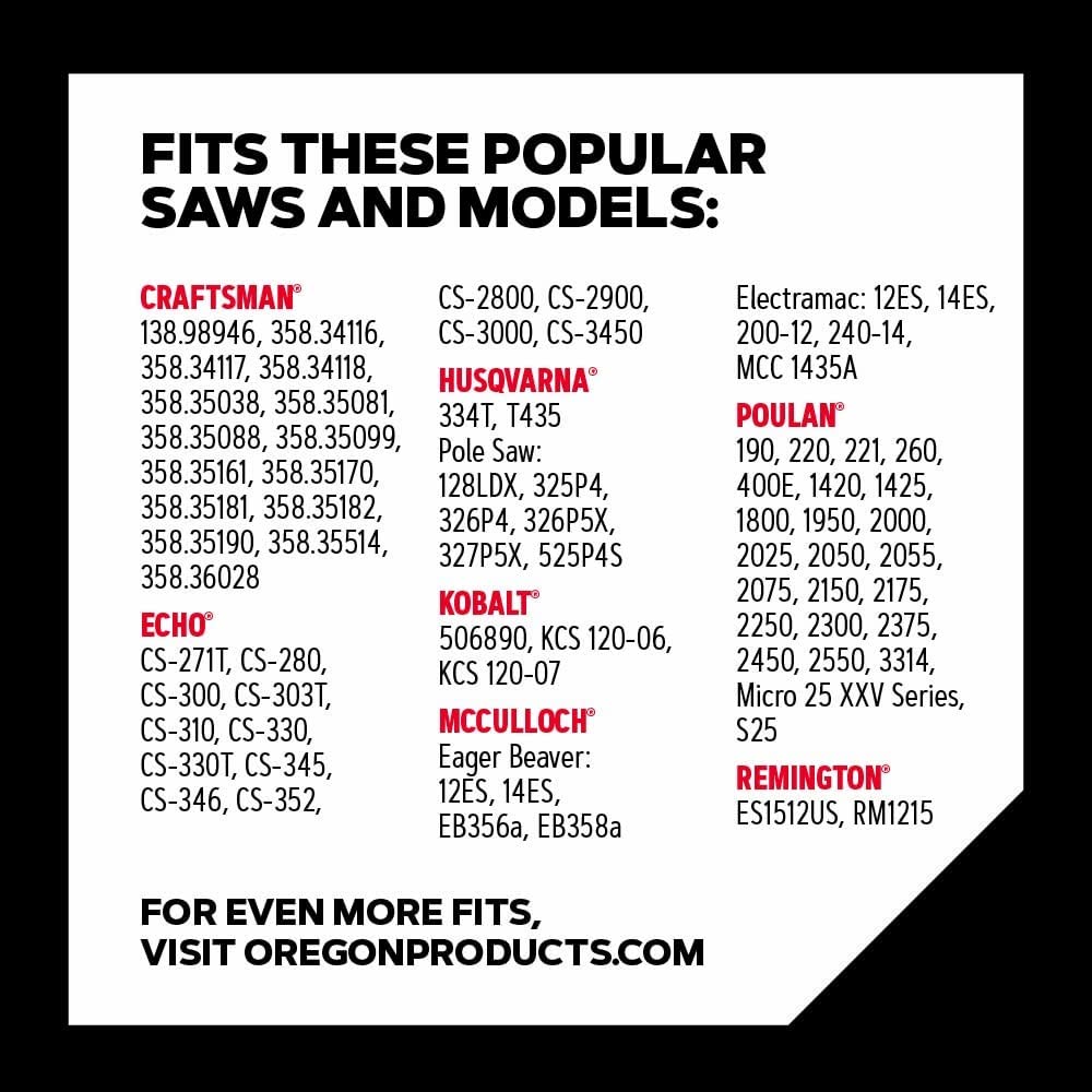 Oregon AdvanceCut S45 LubriTec oiling system illustration showing extended life