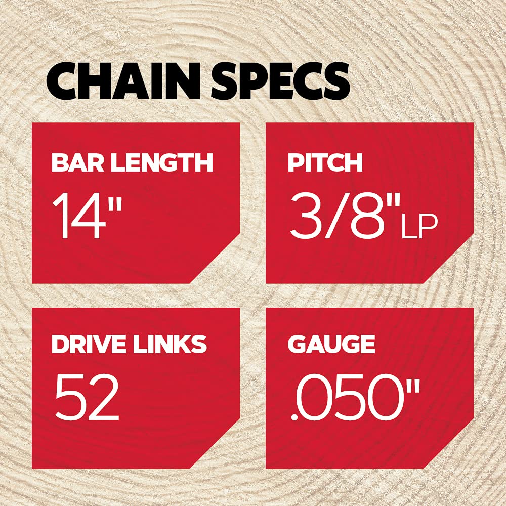 Oregon 52-drive-link chain ready for versatile wood cutting and cleanup.