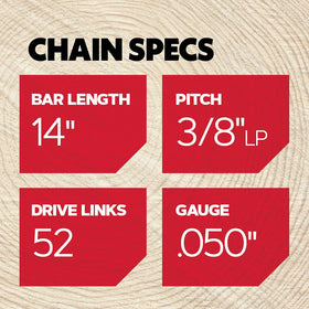 Oregon 52-drive-link chain ready for versatile wood cutting and cleanup.