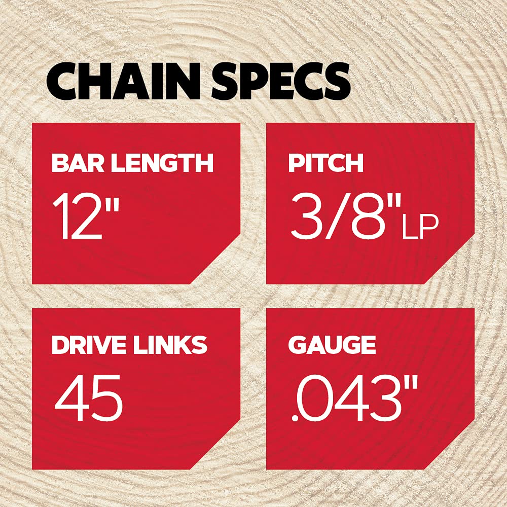 Depth gauge and low-kickback design on Oregon chain