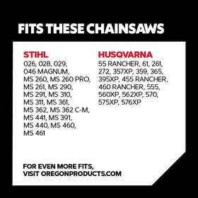 Oregon D72 heat-treated semi-chisel teeth for smooth cutting.