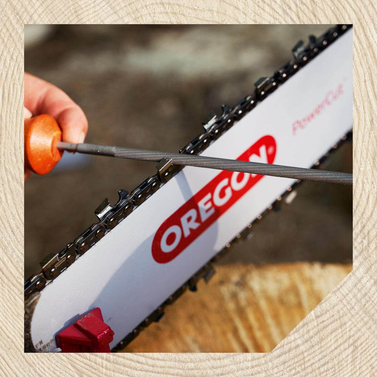 Oregon double-cut round file design for smoother cutting and less clogging