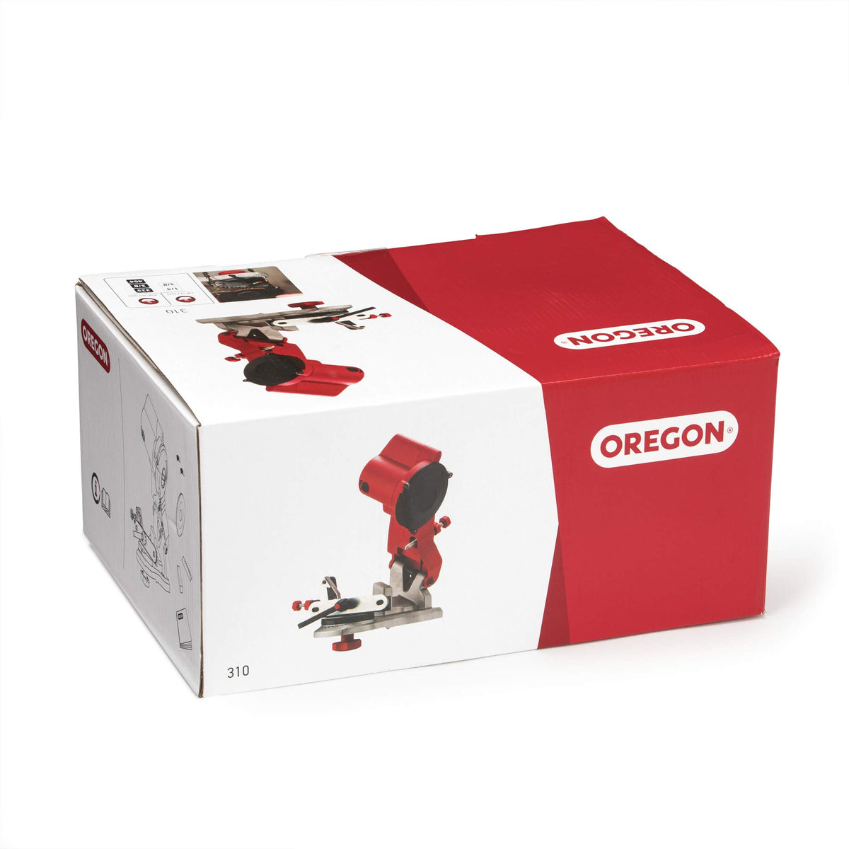 Oregon dressing brick and profile guide helps accurate blade geometry.