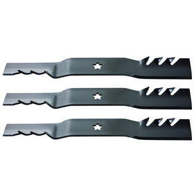 Oregon Gator G3 3-pack mulching blades ready for installation on compatible mowers.