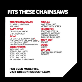 Oregon low-kickback design with 40 drive links for safer operation