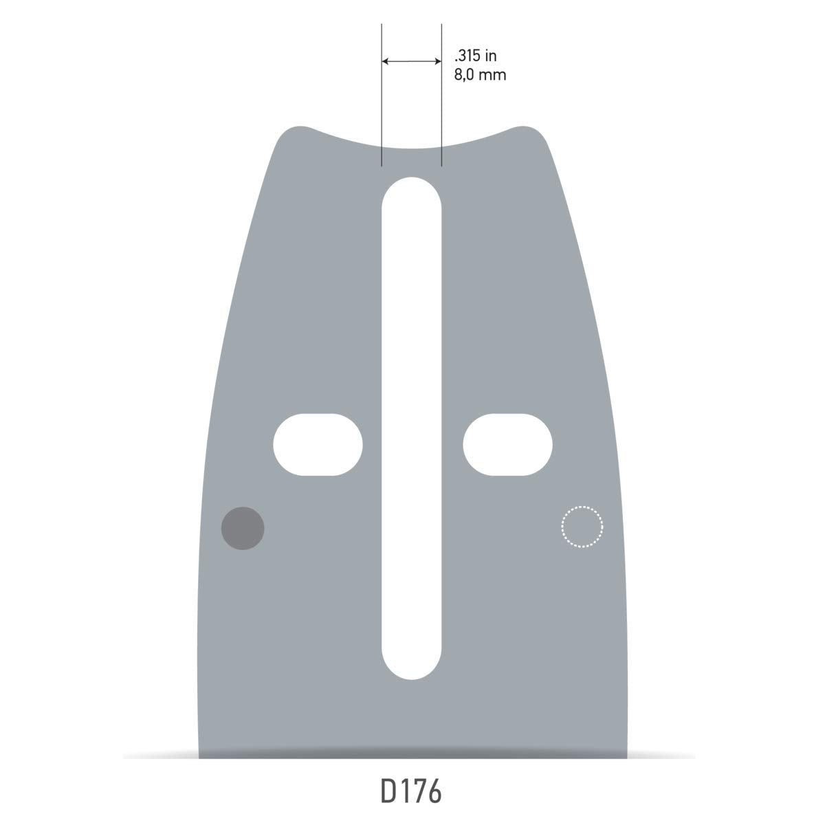 Low kickback design highlighted for safer use with compatible saws