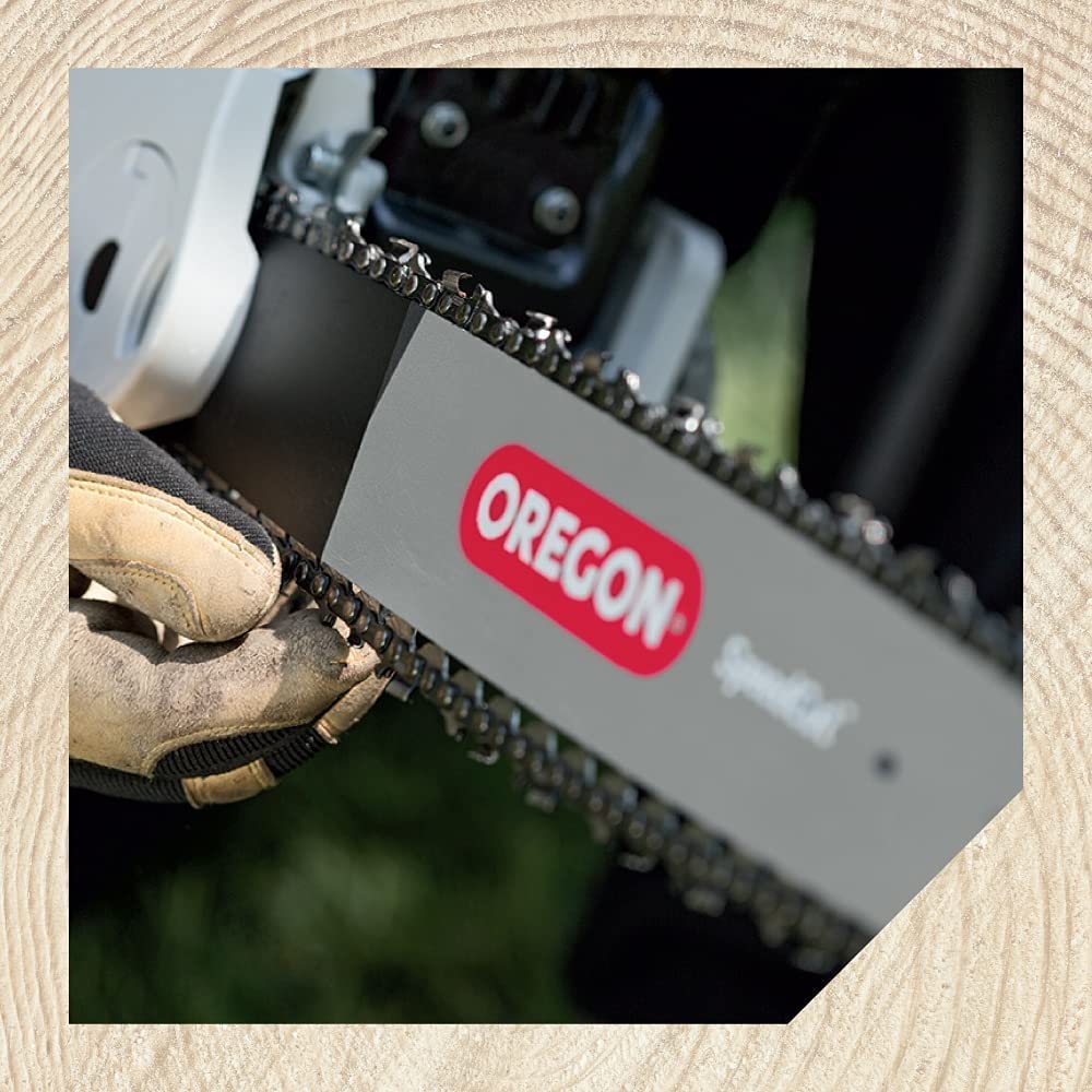 Oregon LubriTec oiling system helps keep chain and bar lubricated.
