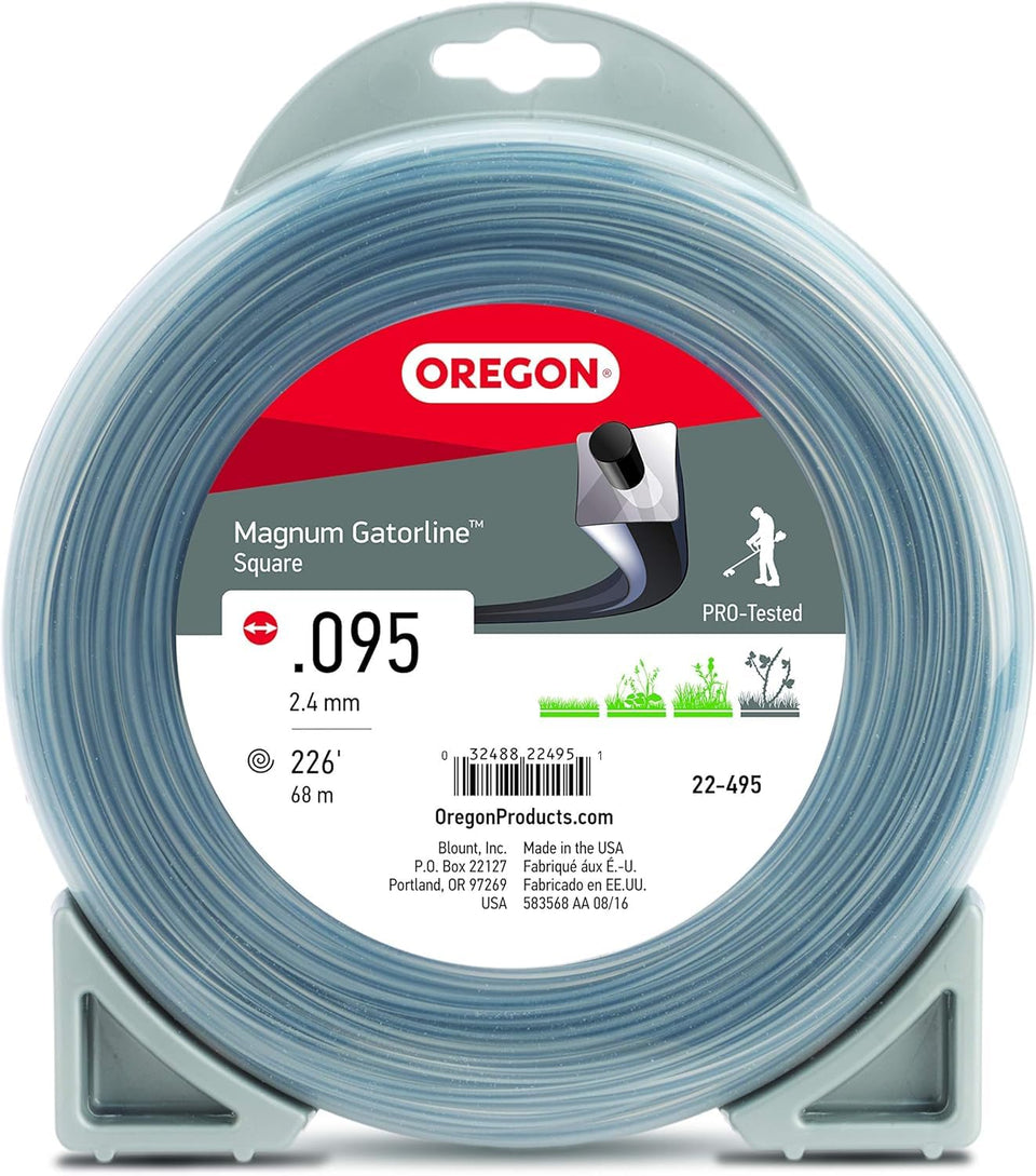 Oregon Magnum Gatorline 0.095 donut pack offers long-lasting durability for heavy-duty trimming.