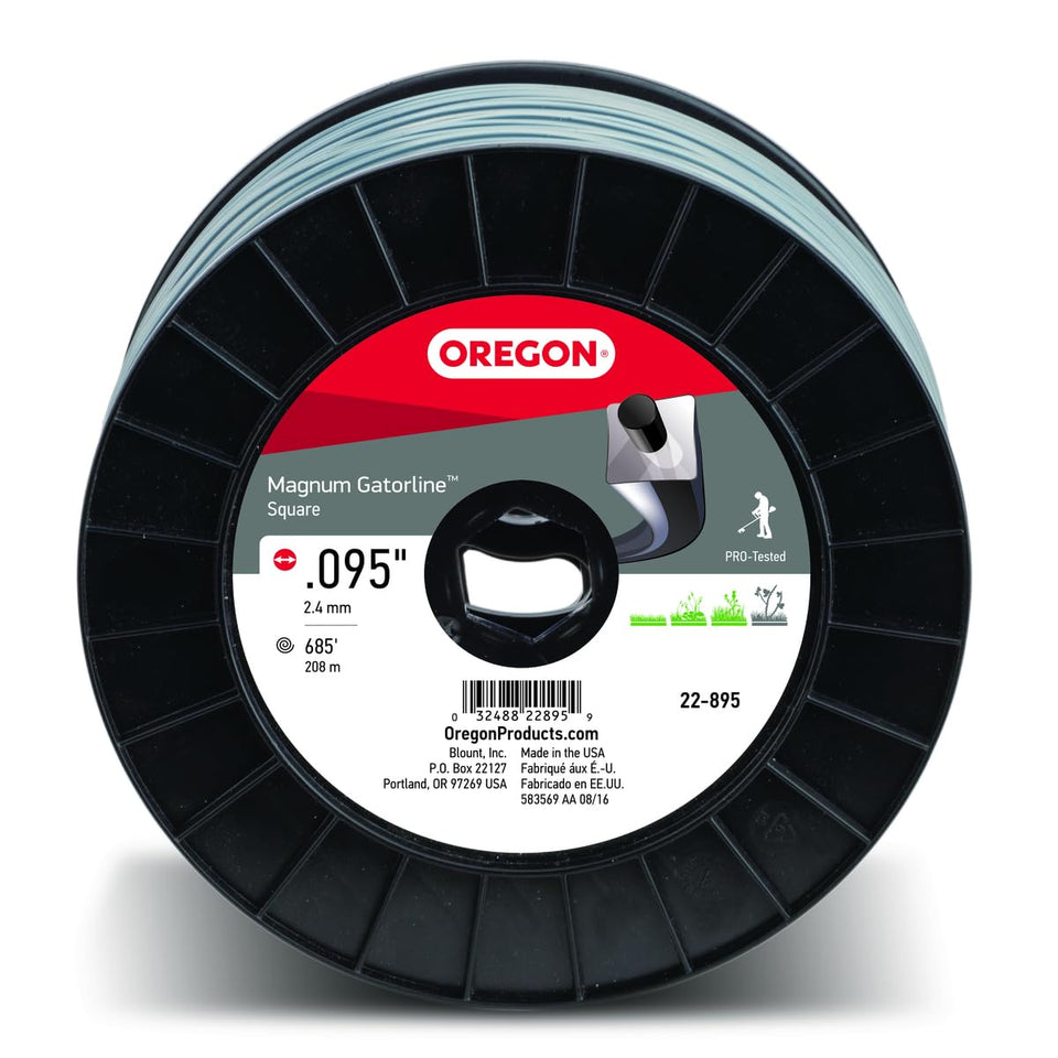 Oregon Magnum Gatorline 095 square trimmer line cuts weeds smoothly.