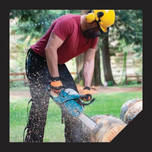 Oregon chaps show eight breathable layers for chainsaw protection