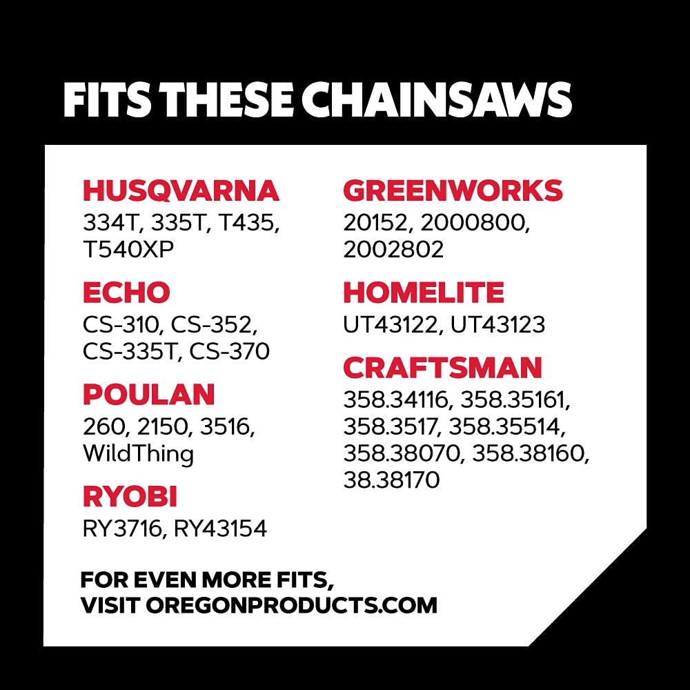 Oregon S56 notched bumperdrive link reduces kickback with smooth chip flow.