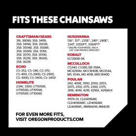Oregon S62 18-inch chain on bar demonstrates precise alignment for smooth operation.