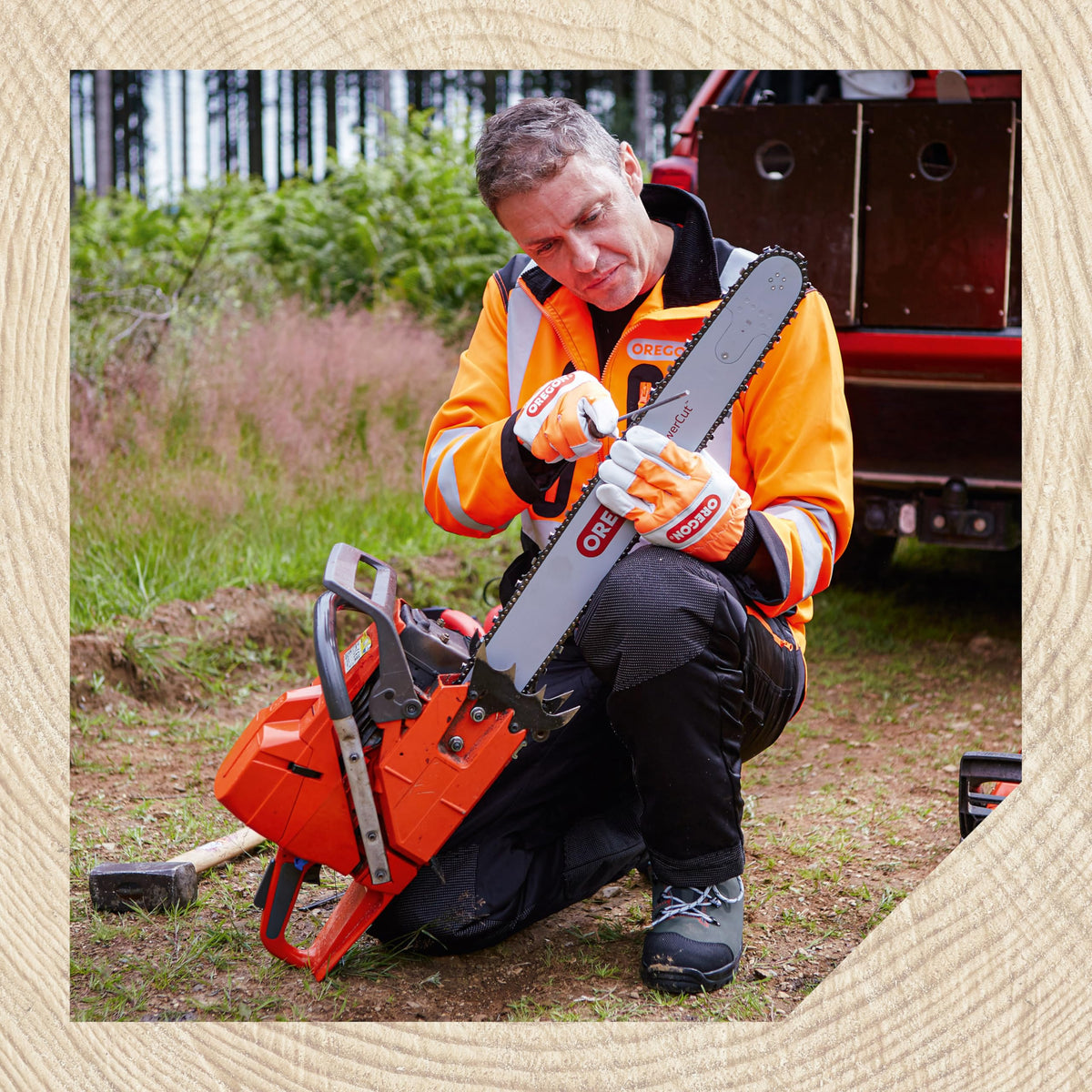 Oregon file fits standard guides and bar-mounted guides for versatile maintenance