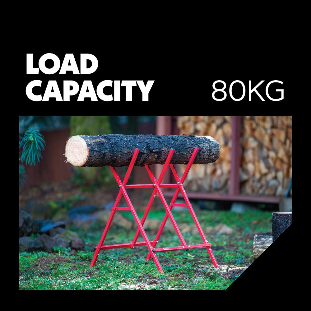 Oregon Red steel log stand resists rust for durable yard work