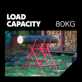 Oregon Red steel log stand resists rust for durable yard work