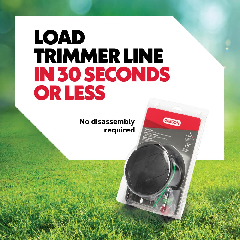 Oregon Universal Trimmer Head shows 2-line feed for efficient trimming
