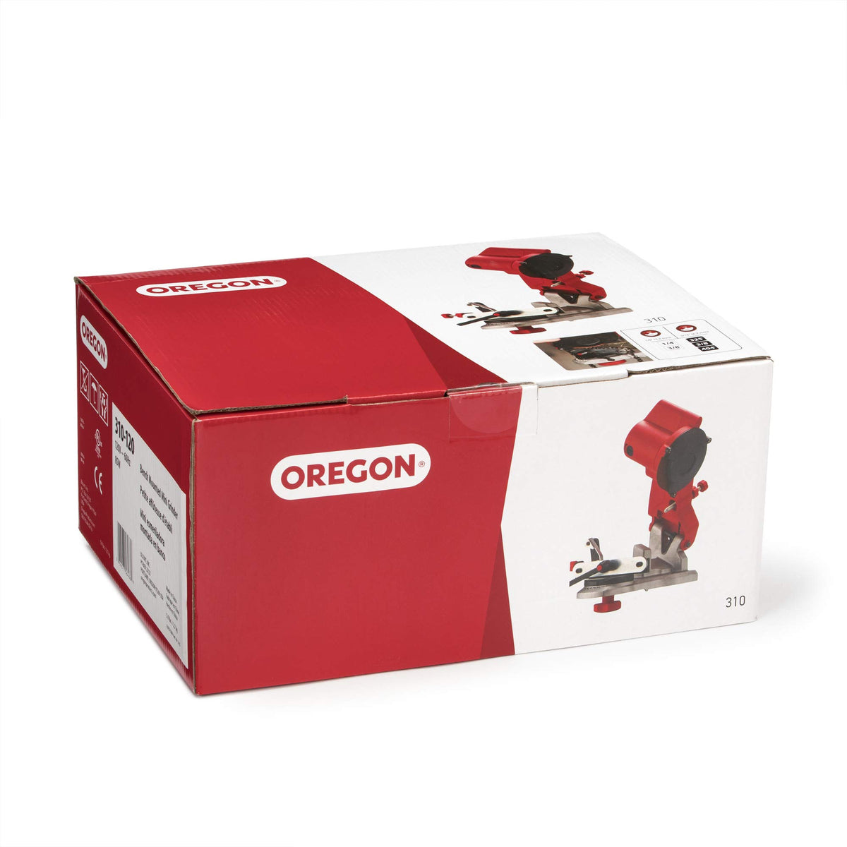 Oregon compact grinder shown in a workshop setup saving space.