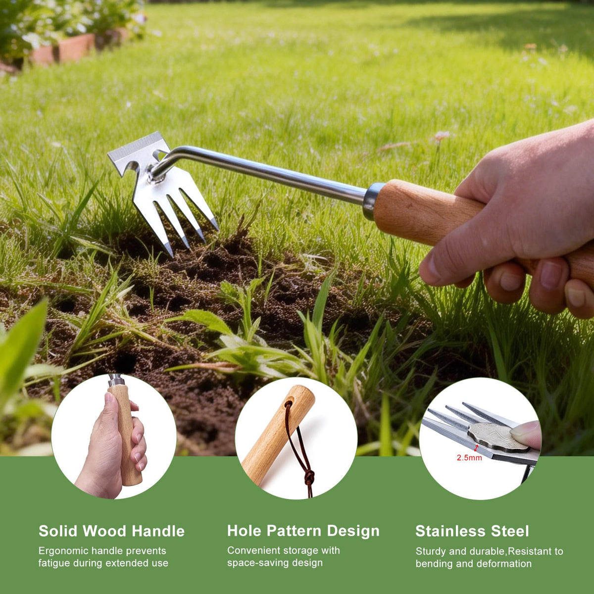 Orelex weed puller tool anti-detachment design secures tines for durable garden use.