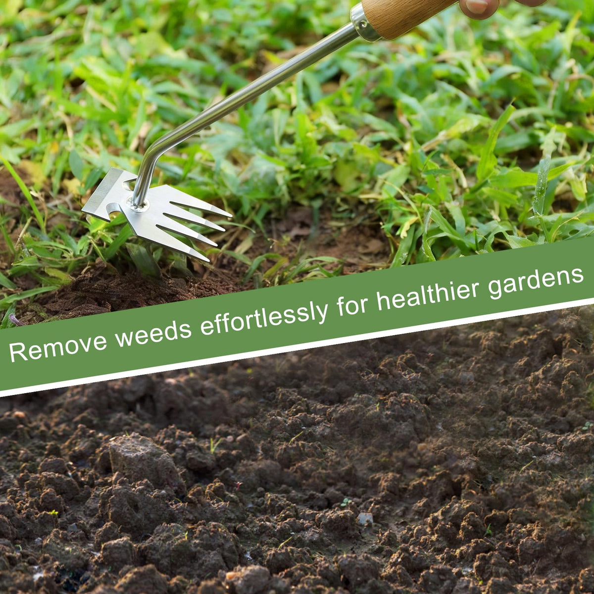 Orelex weed puller tool deep-tines in soil tackle stubborn weeds.