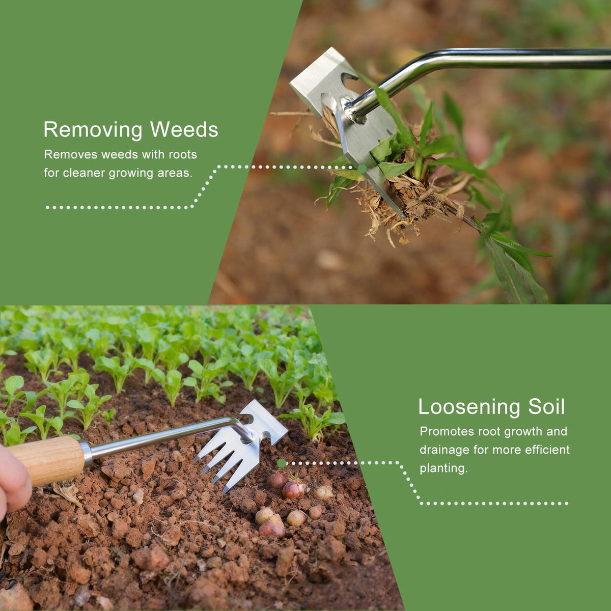 Orelex weed puller tool lever-action in use for easy weed uprooting.