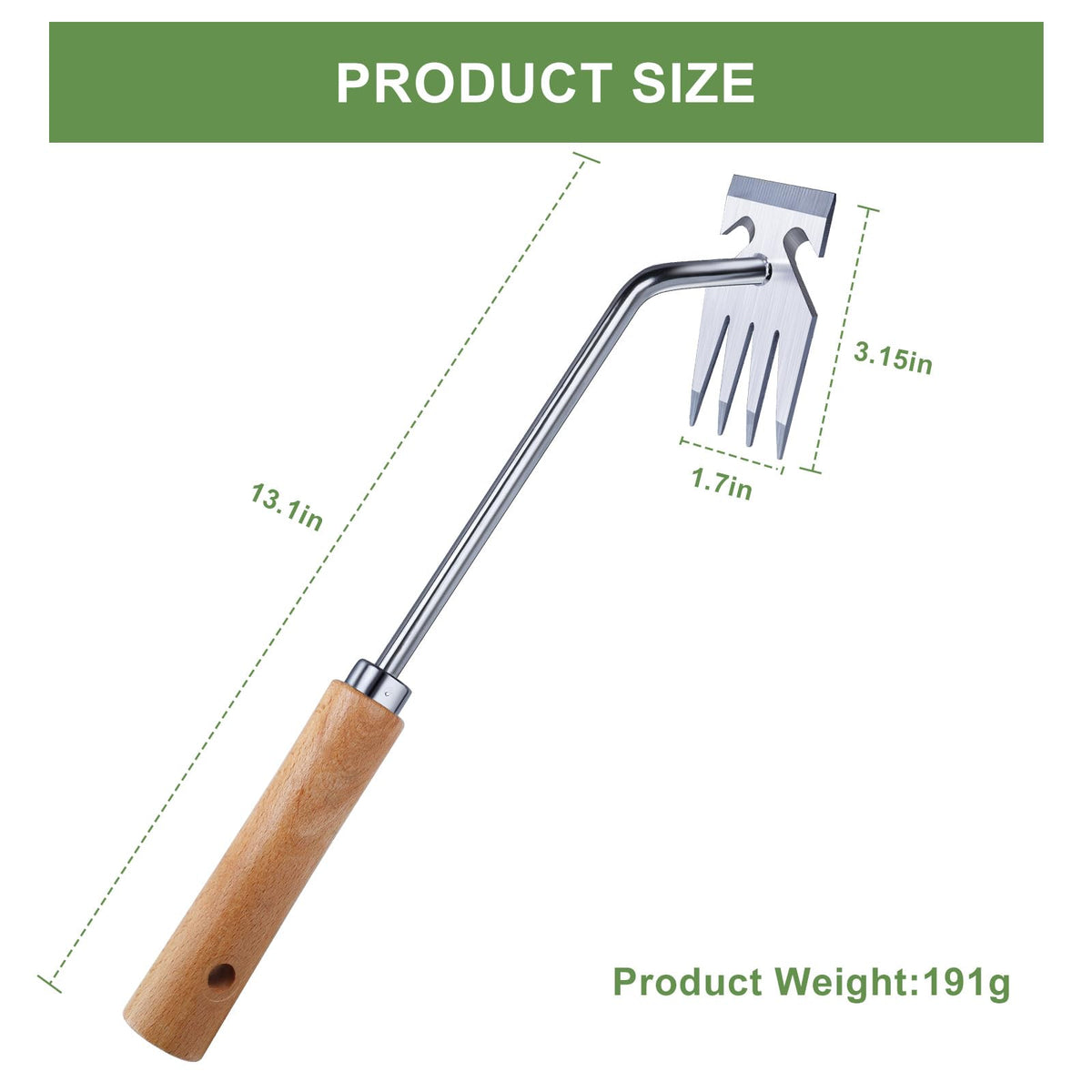 Orelex weed puller tool stainless-steel construction resists rust and wear.