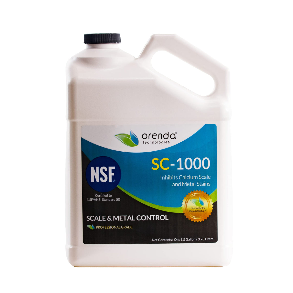 Orenda SC-1000-GAL bottle being poured to start scale control.