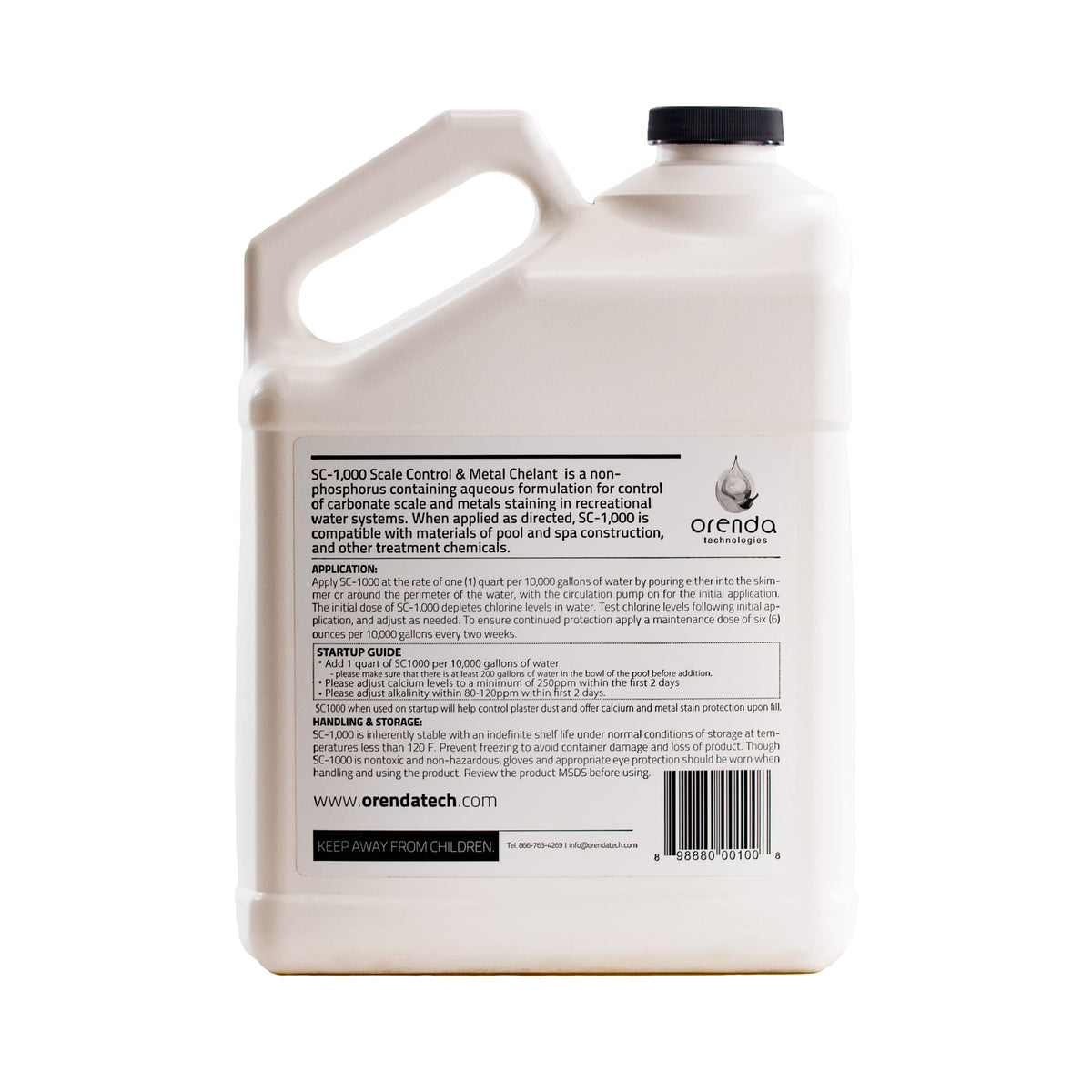Orenda SC-1000-GAL no phosphorus formula label highlights eco-friendly chemistry.