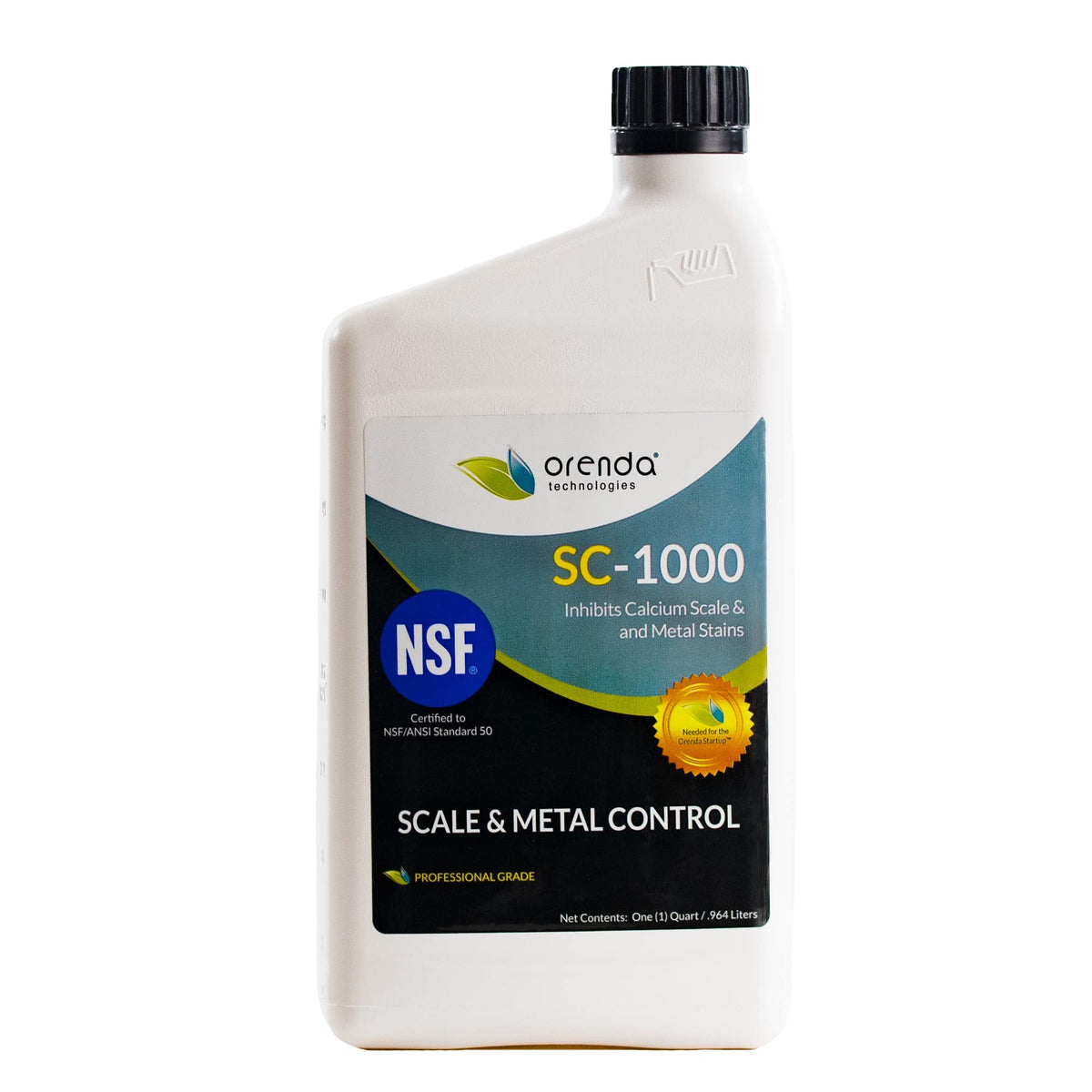 Orenda SC-1000-QT bottle being poured for pool scale control