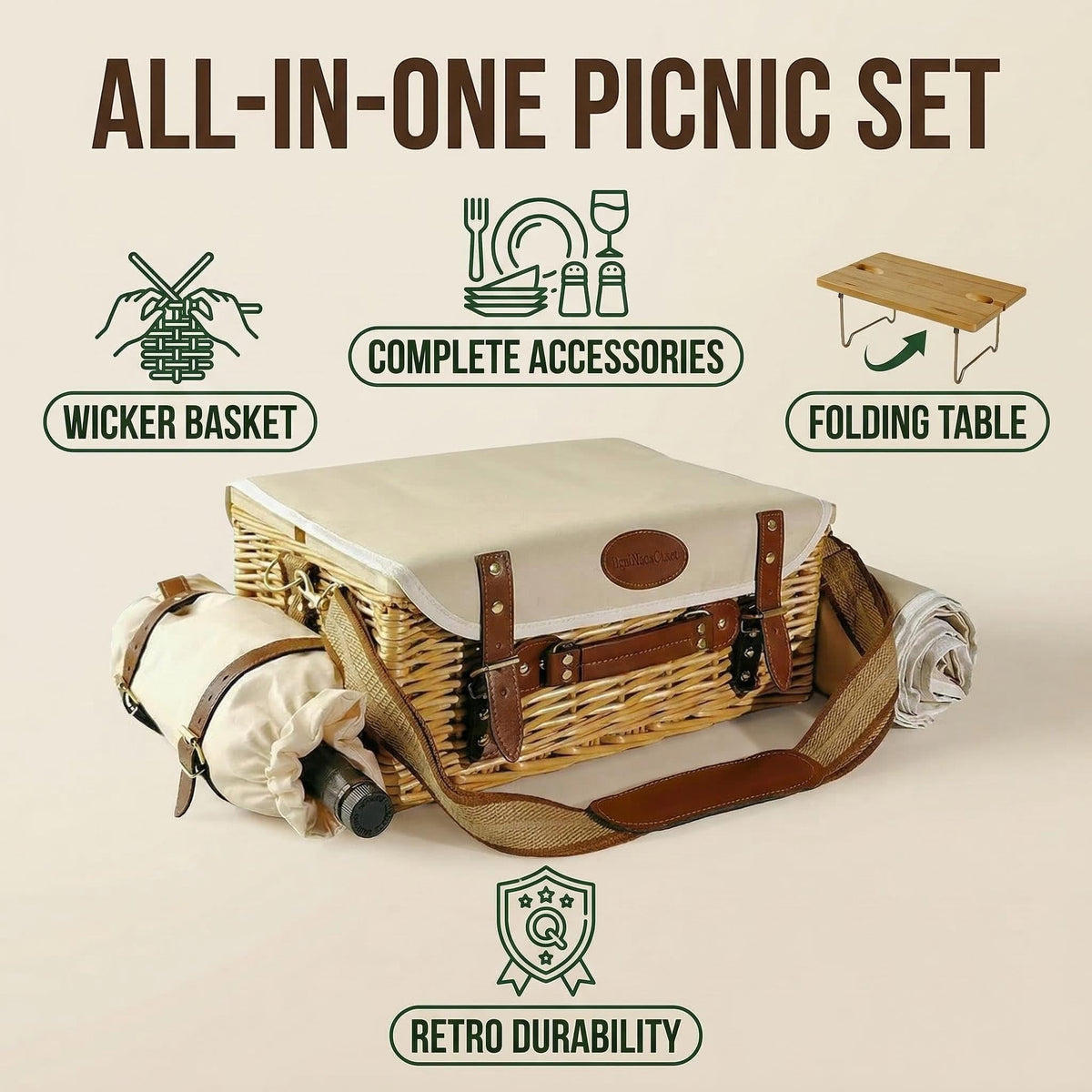 OrgaNatureQueen full tableware set includes plates, cutlery, and cups