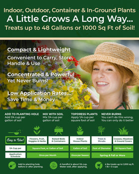 Organic Plant Magic includes humic acids and kelp for soil vitality.