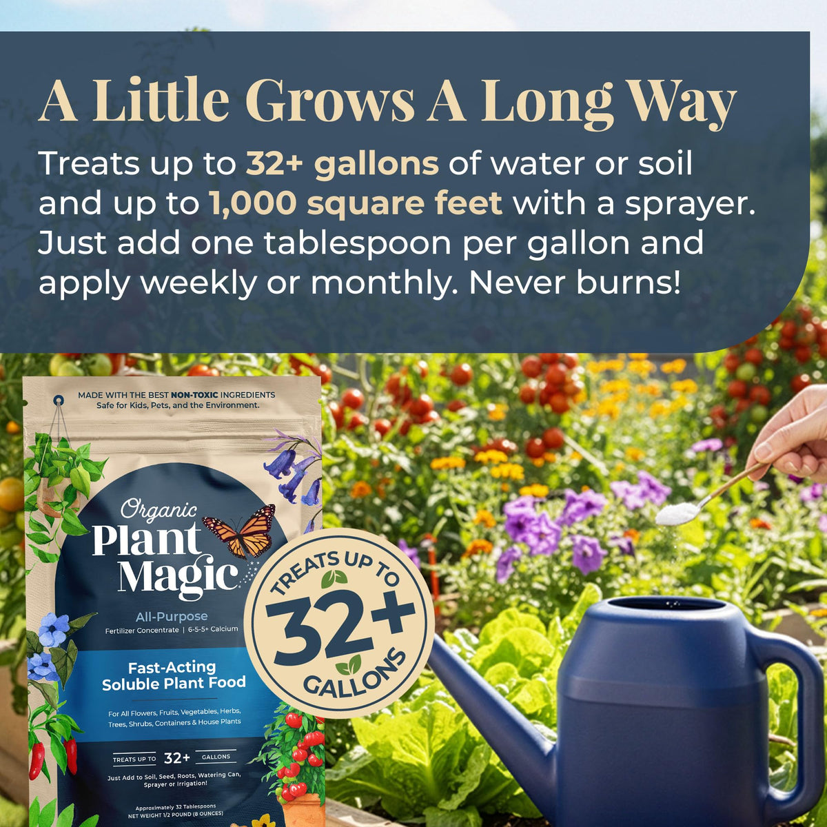 Organic Plant Magic root-zone application ready for transplant feeding