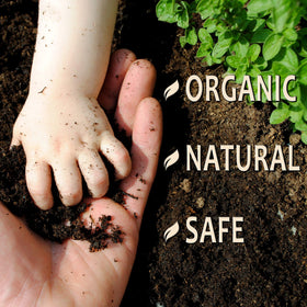 OrganicMatters weed killer spray label closeup highlights glyphosate-free claim for safety.