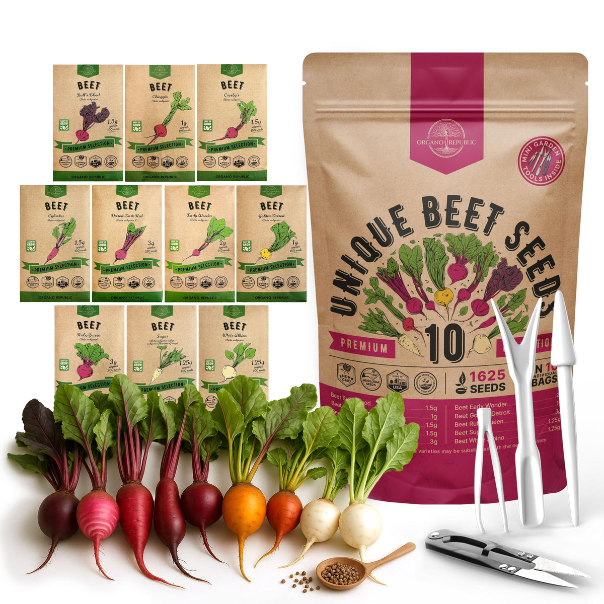 Organo Republic 10 beet seeds pack cover for home garden planning.