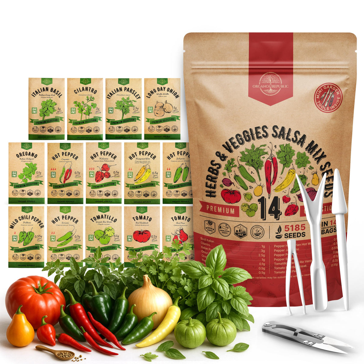 Organo Republic seed pack front view for heirloom garden variety