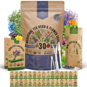 Organo Republic 30 Medicinal Tea Seed Pack cover with diverse herbs.