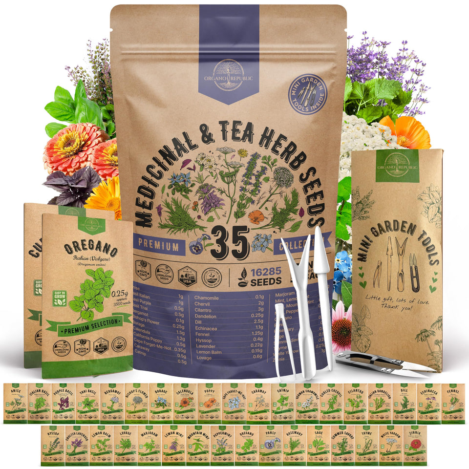 Organo Republic 35-seeds pack overview for indoor and outdoor herb gardening