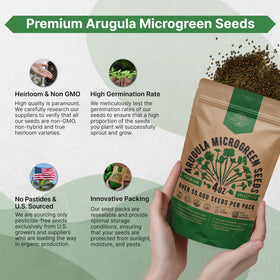 Organo Republic arugula microgreens on a plate ready to elevate salads.