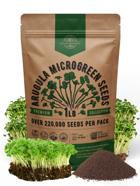 Organo Republic arugula seeds 1lb bag ready for year-round microgreen growing